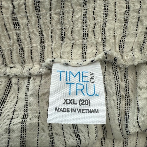 Smocked waist Wide Leg Striped Linen Blend Pants Size XXL (20) NWT Pockets - Picture 9 of 10